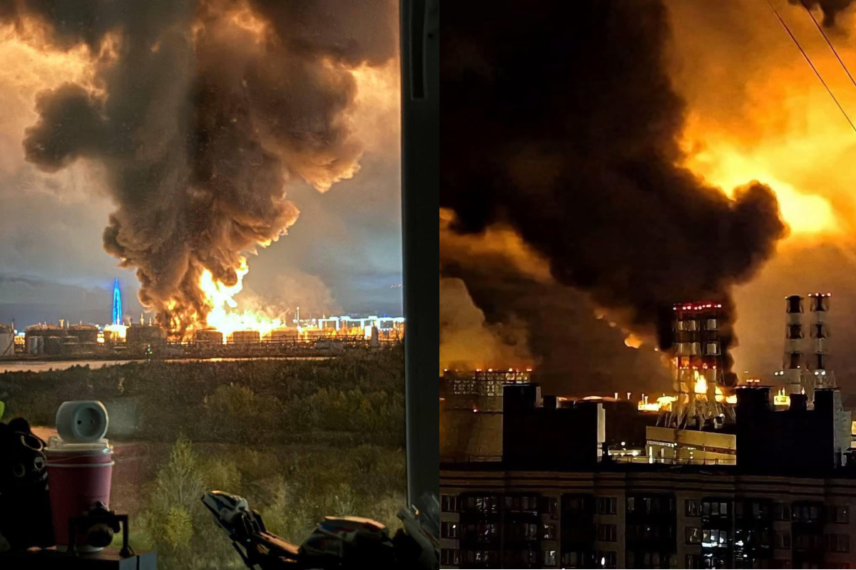 Atac masiv cu drone ucrainene la Sankt Petersburg: un terminal petrolier în flăcări, explozii și incendii la un pod și la un centru de date